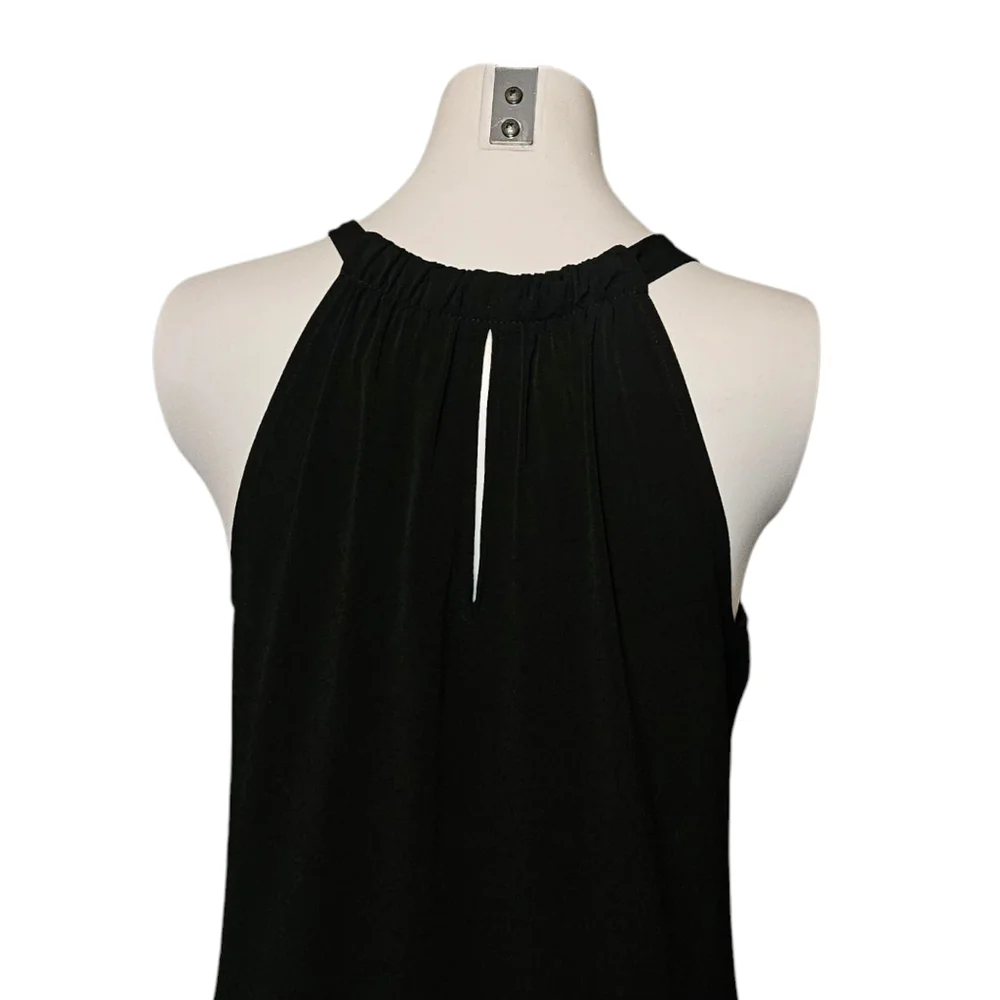 WHBM Dress Black Keyhole Front & Back Sleeveless Stretch Anti-Wrinkle sz M